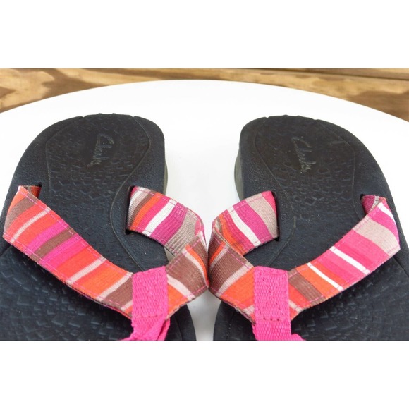 Clarks Sz 5 M Pink Flip Flop Fabric Women Sandals 65646 - Picture 3 of 8